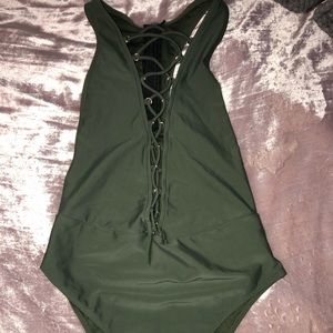 DARK GREEN ONE-PIECE SWIMSUIT